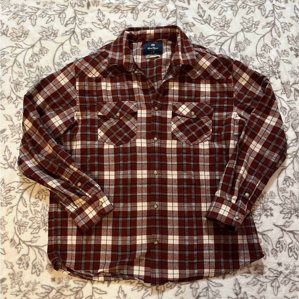Men's Wind River Maroon Plaid Flannel Shirt
